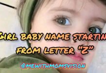Girl baby name starting from letter Z